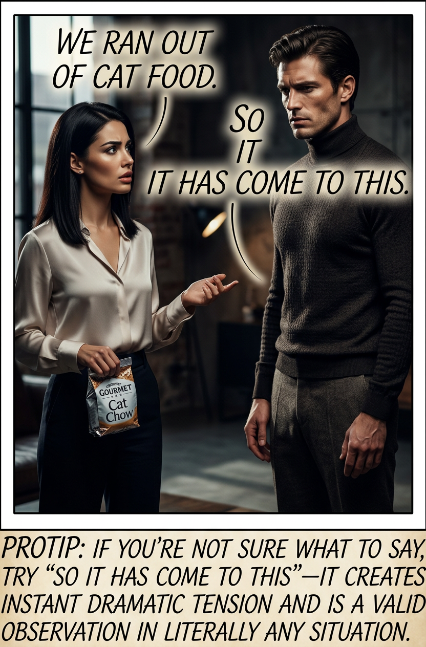 'Come to what?' 'You. Me. This moment.'