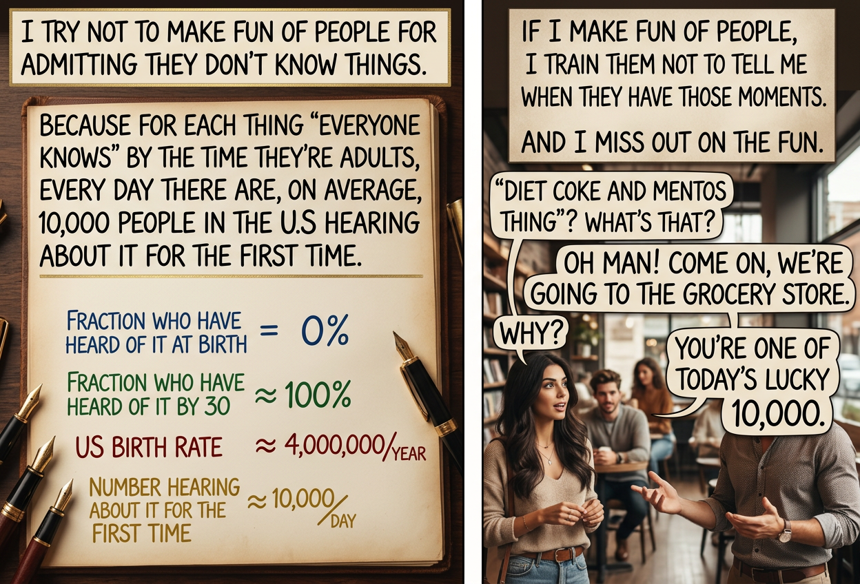 Saying 'what kind of an idiot doesn't know about the Yellowstone supervolcano' is so much more boring than telling someone about the Yellowstone supervolcano for the first time.