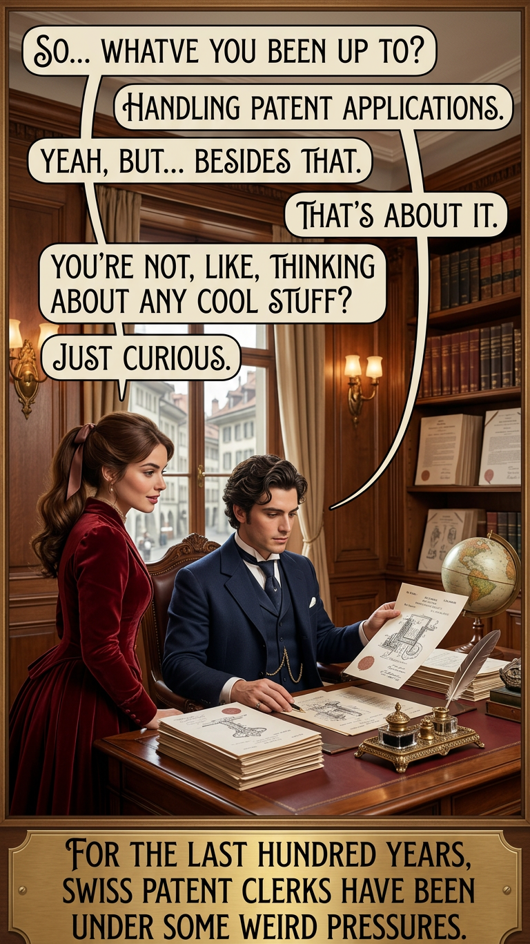 Everyone's caught by surprise when a theory of quantum gravity is developed by a sound technician wearing patent leather shoes while editing Clerks II.