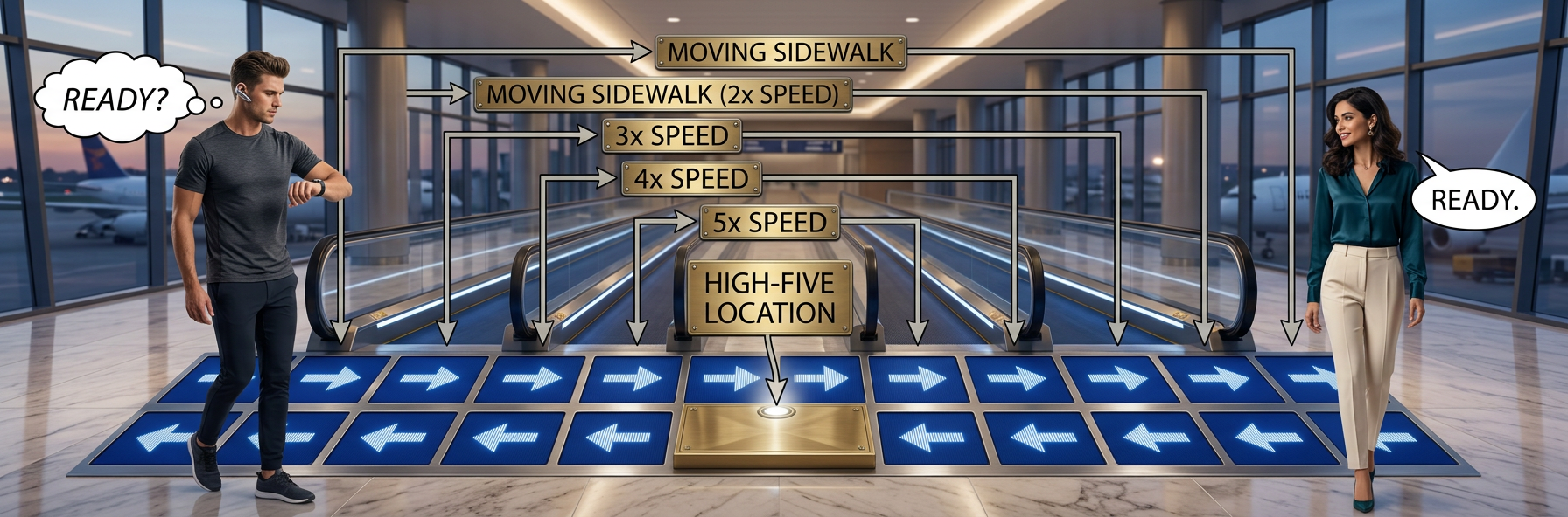 I think I could spend hours just stepping on and off of conveyor belts moving at various speeds.