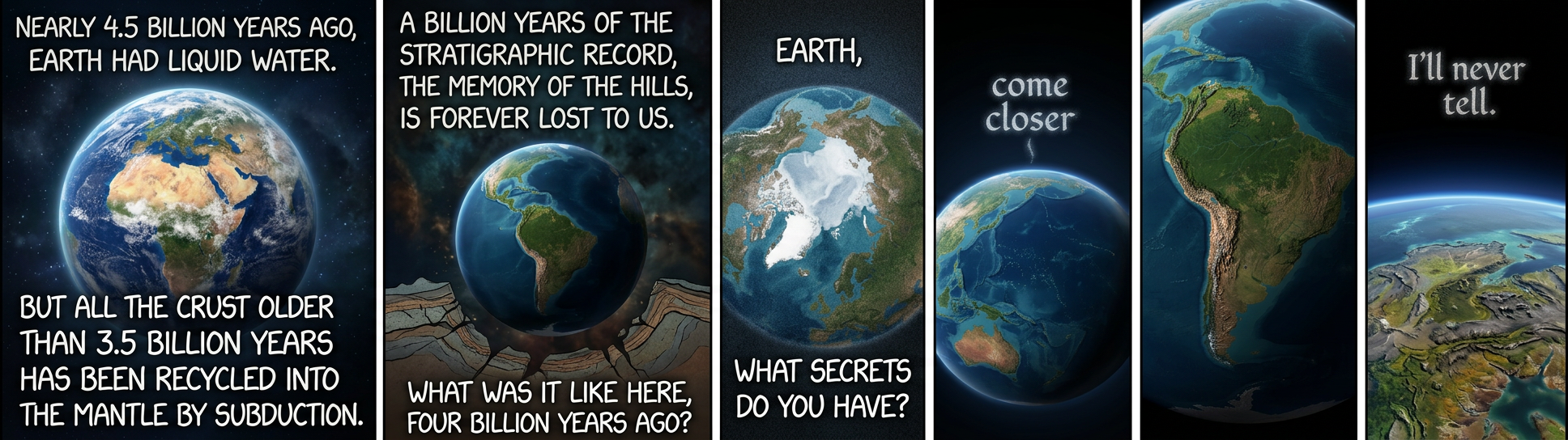 All we have are these stupid tantalizing zircons and the scars on the face of the Moon.