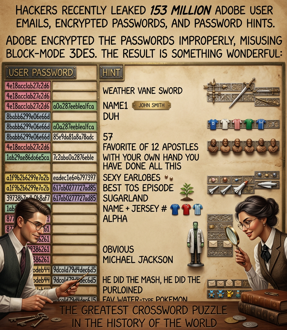 It was bound to happen eventually. This data theft will enable almost limitless [xkcd.com/792]-style password reuse attacks in the coming weeks. There's only one group that comes out of this looking smart: Everyone who pirated Photoshop.