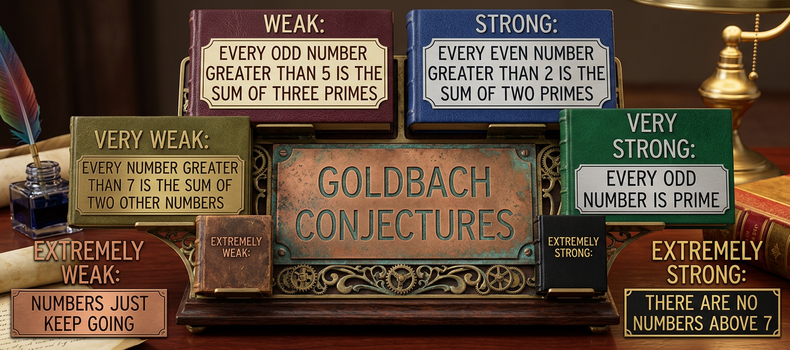 The weak twin primes conjecture states that there are infinitely many pairs of primes. The strong twin primes conjecture states that every prime p has a twin prime (p+2), although (p+2) may not look prime at first. The tautological prime conjecture states that the tautological prime conjecture is true.