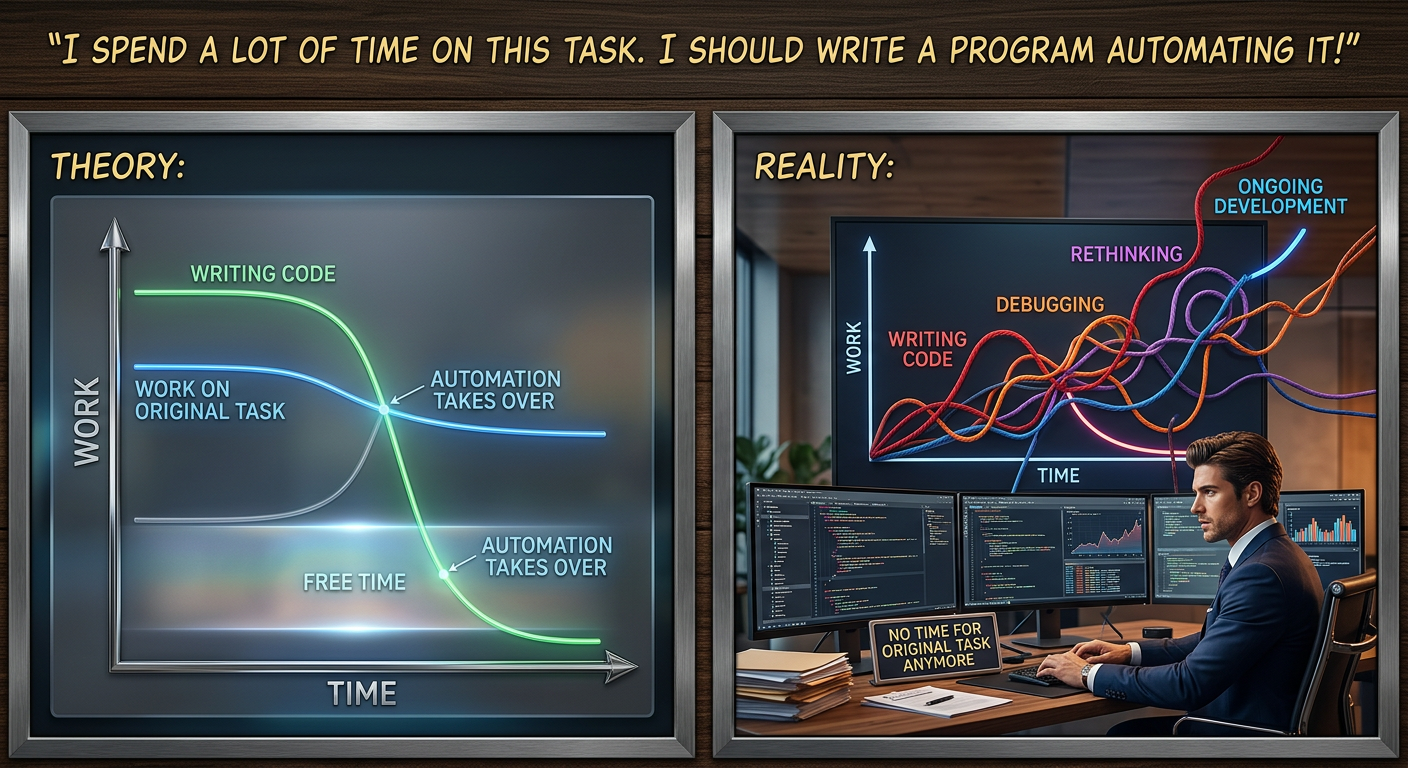'Automating' comes from the roots 'auto-' meaning 'self-', and 'mating', meaning 'screwing'.