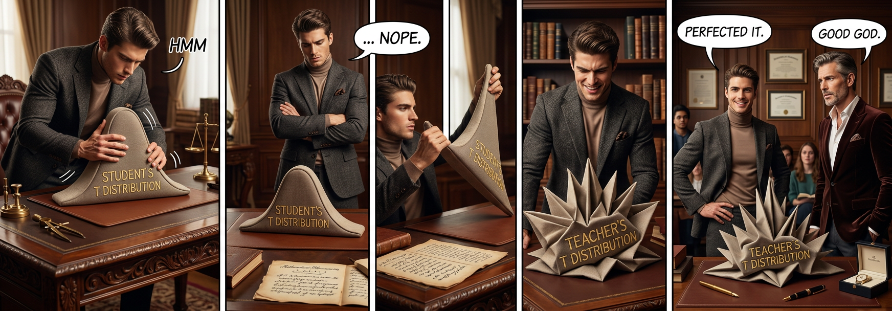 If data fails the Teacher's t test, you can just force it to take the test again until it passes.