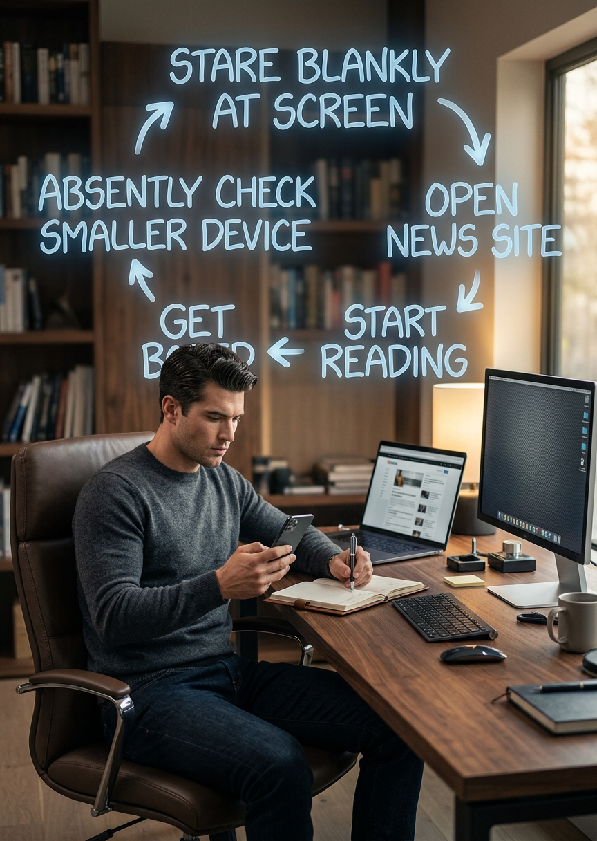 Ugh, today's kids are forgetting the old-fashioned art of absentmindedly reading the same half-page of a book over and over and then letting your attention wander and picking up another book.