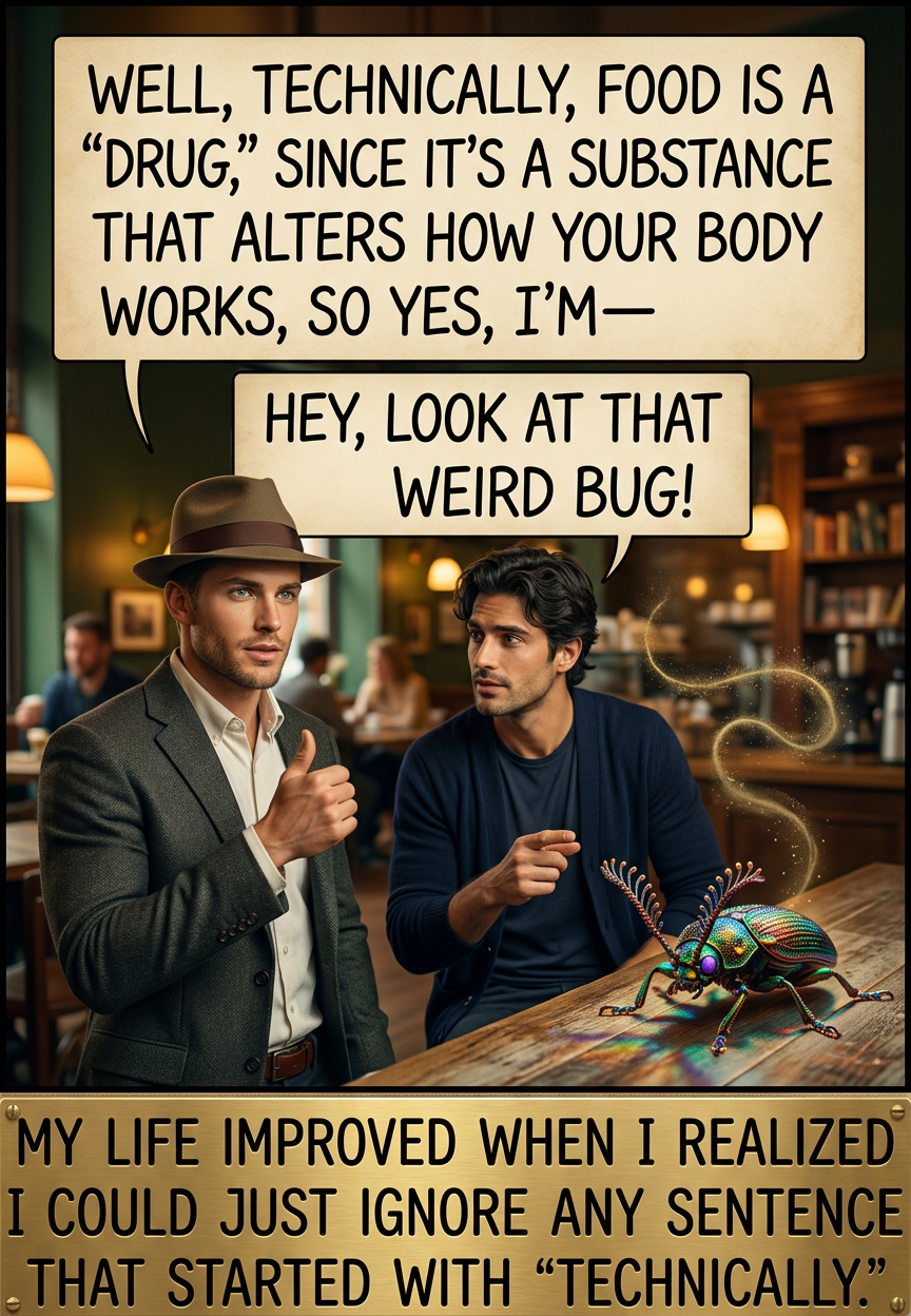 "Technically that sentence started with 'well', so--" "Ooh, a rock with a fossil in it!"