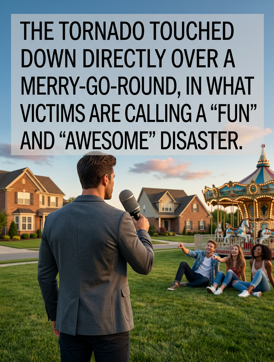 Nearby, there were also no injuries when a multi-vortex tornado hit one of those spinning teacup rides.