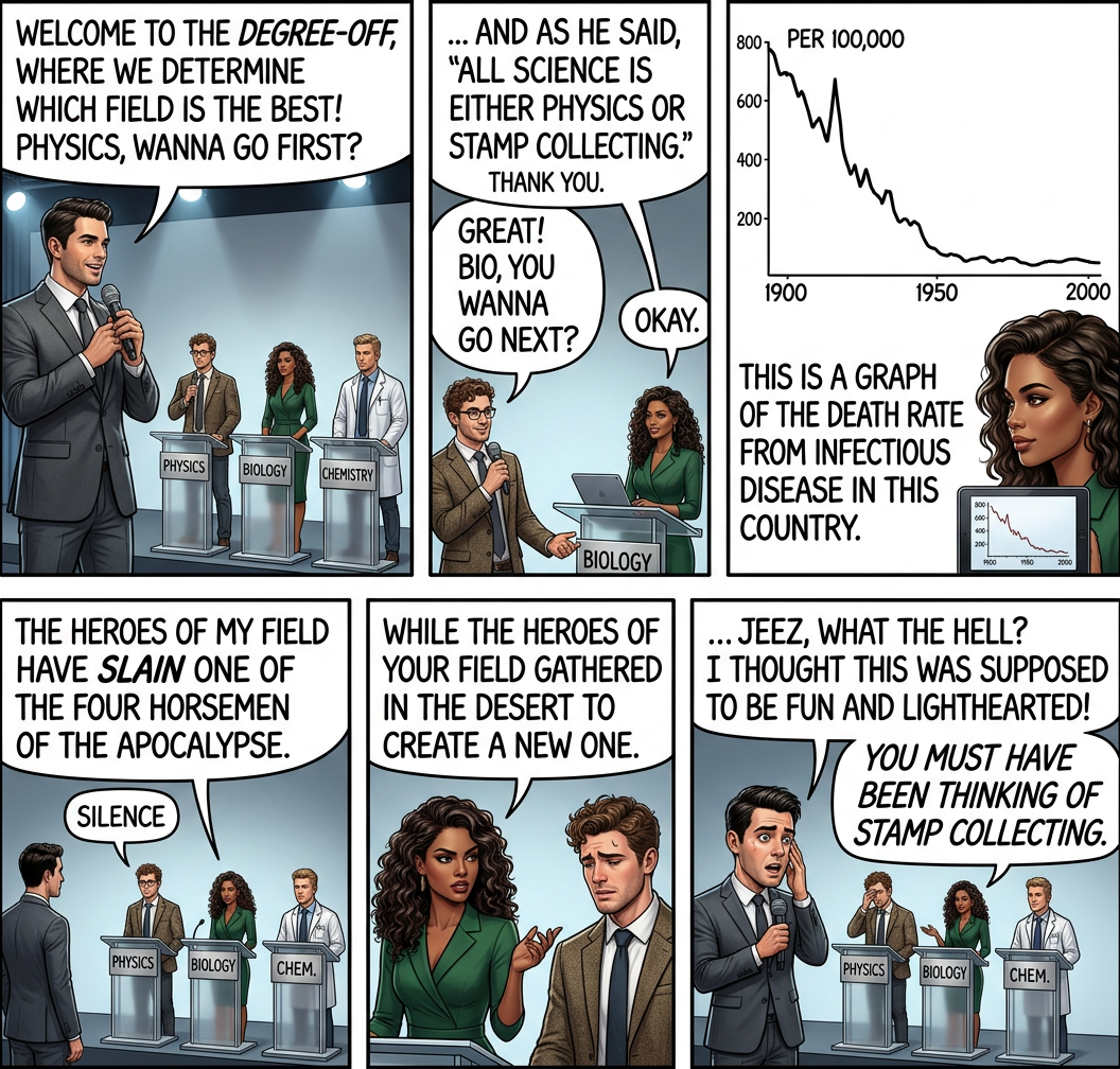 I'M SORRY, FROM YOUR YEARS OF CONDESCENDING TOWARD THE 'SQUISHY SCIENCES', I ASSUMED YOU'D BE A LITTLE HARDER.