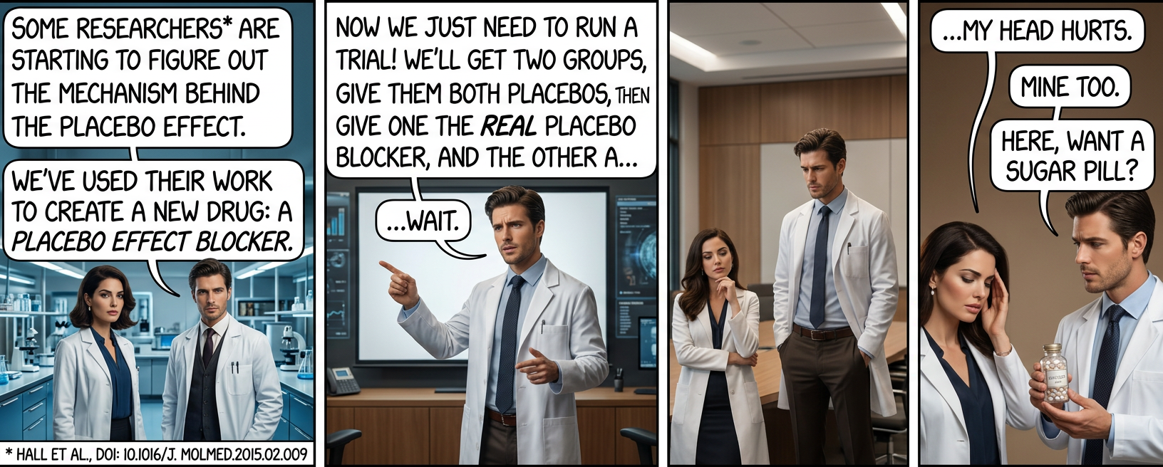 They work even better if you take them with our experimental placebo booster, which I keep in the same bottle.