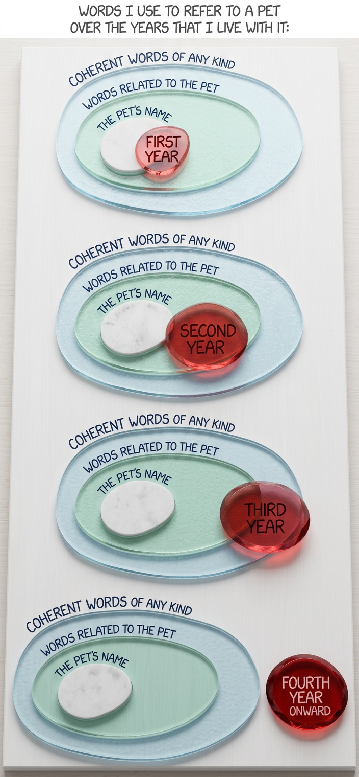 Seventh year: Perfectly coherent words, but in the pet's language, not mine.