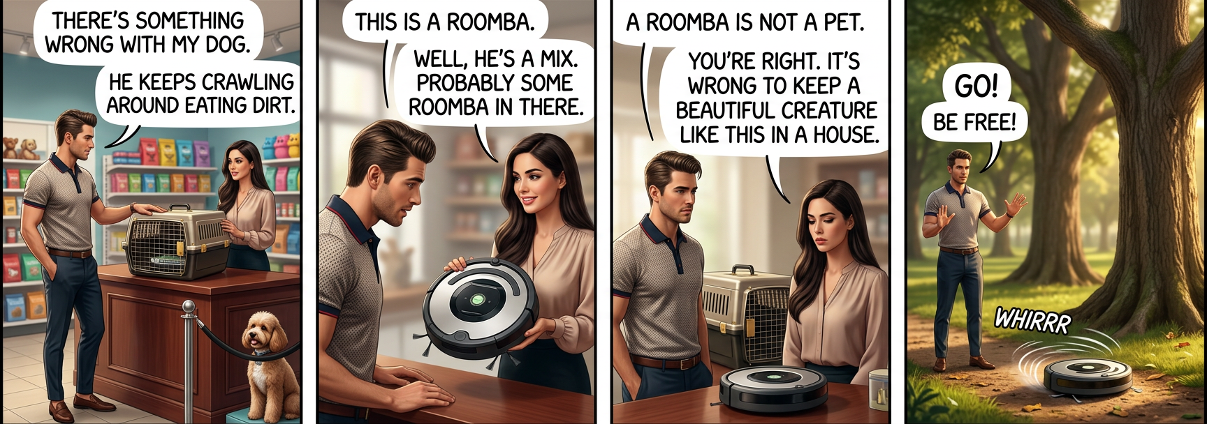 It's probably for the best. Since Roombas are native to North America, it's illegal for Americans to keep them in their houses under the Migratory Bird Treaty Act.