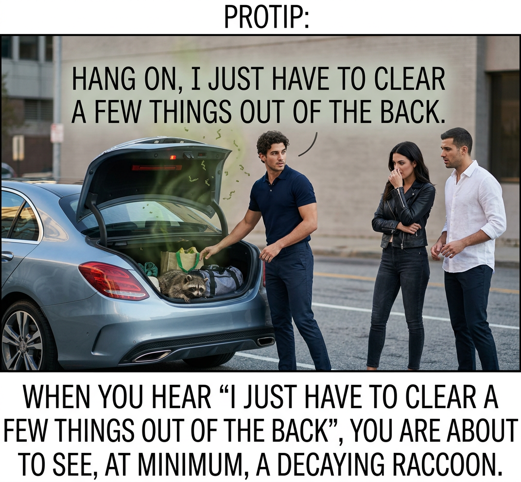 Hang on, let me scare the live raccoon over to the same side as the dead one.