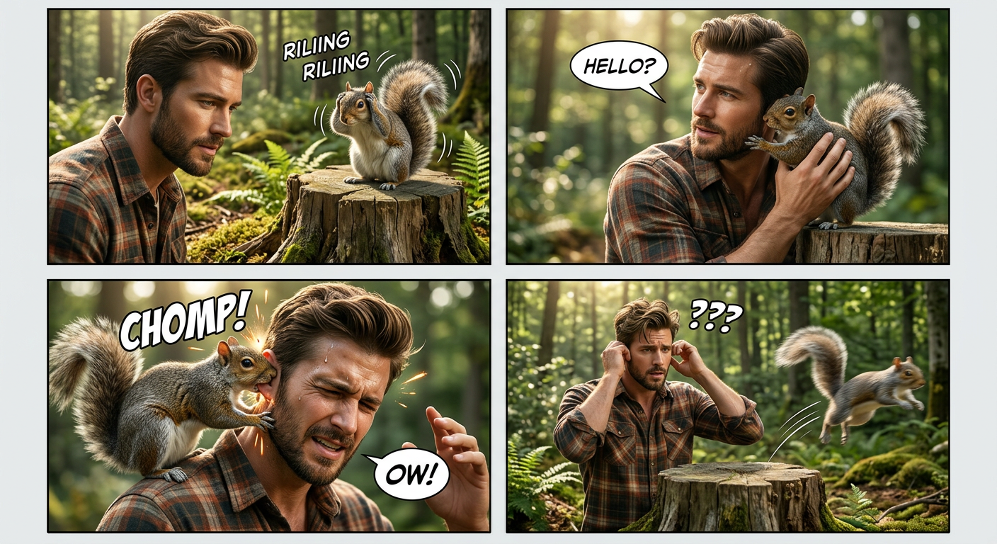 After a while, the squirrel starts making that beeping noise and doesn't stop until it hops back up onto the stump.