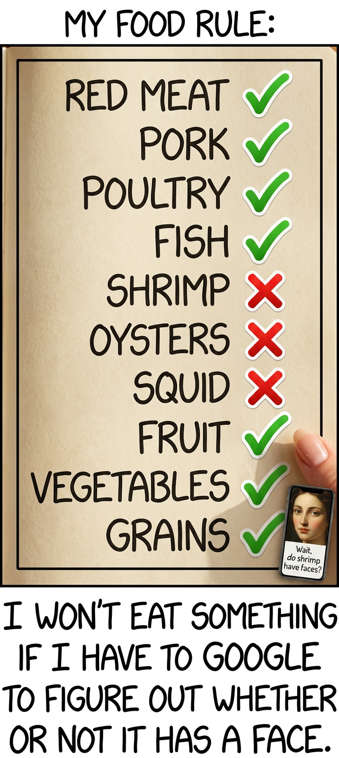 I won't eat invertebrates, because I can fight a skeleton, but I have no idea what kind of spooky warrior a squid leaves behind.