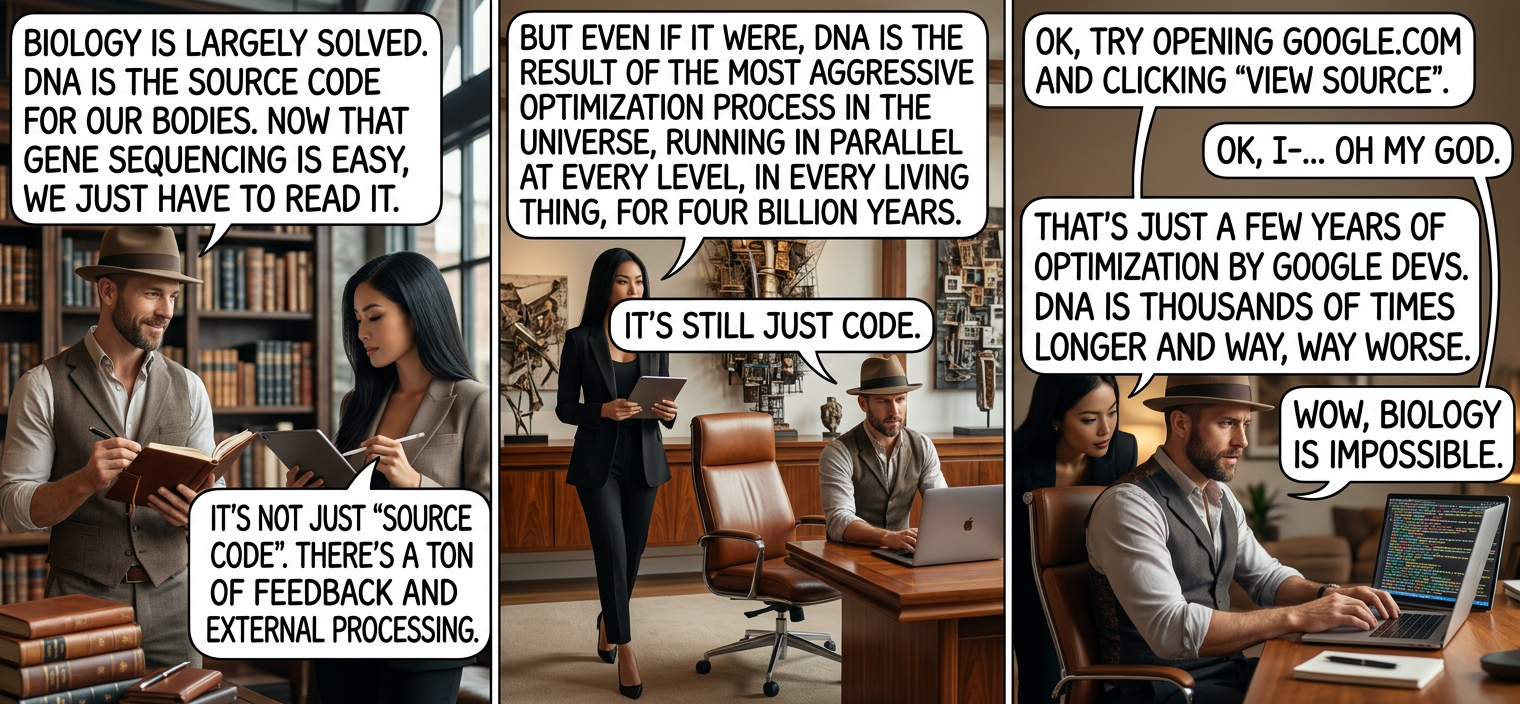 Researchers just found the gene responsible for mistakenly thinking we've found the gene for specific things. It's the region between the start and the end of every chromosome, plus a few segments in our mitochondria.