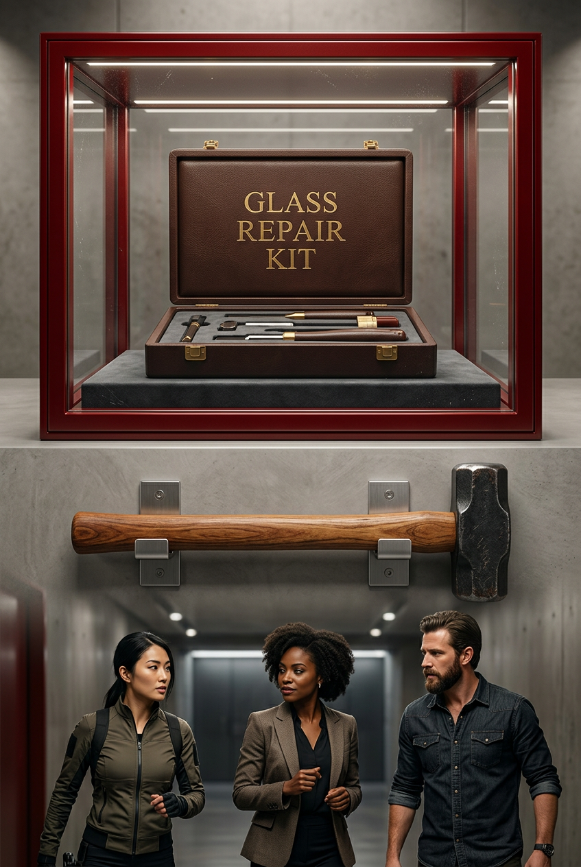 I keep first aid kits in those emergency lockers. Sure, it's expensive to have them installed in the wall, but at least for those ones there's no need to pay extra for safety glass.