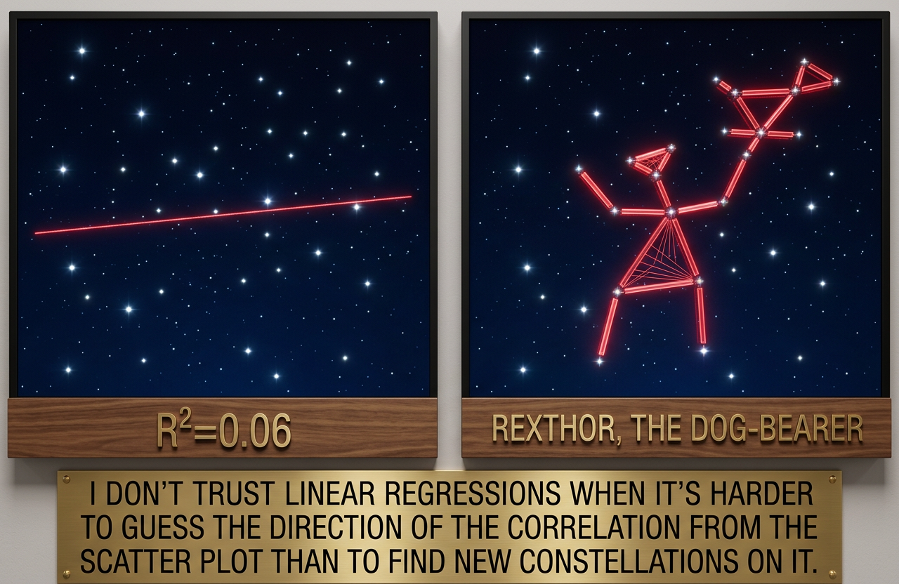 The 95% confidence interval suggests Rexthor's dog could also be a cat, or possibly a teapot.