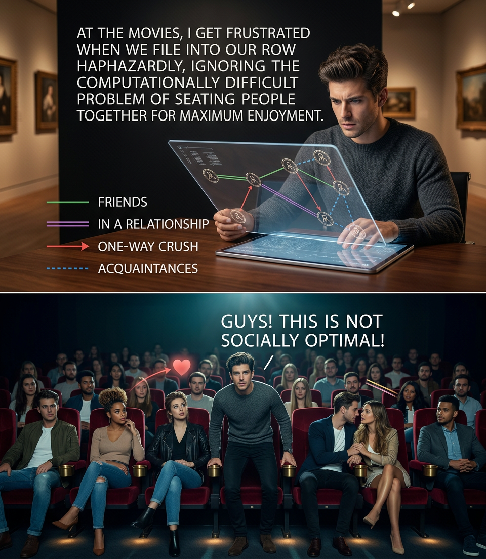 It's like the traveling salesman problem, but the endpoints are different and you can't ask your friends for help because they're sitting three seats down.