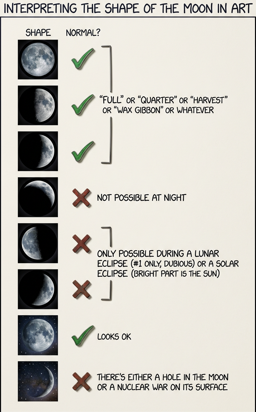 Whenever I see a picture of the moon where the points go more than halfway around, I assume it's being eclipsed by one of those Independence Day ships and interpret the rest of the image in light of that.