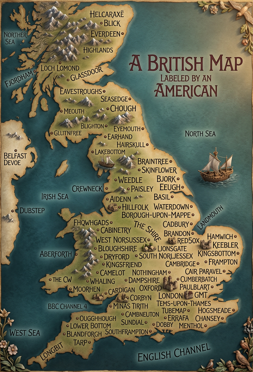 West Norsussex is east of East Norwessex, but they're both far north of Middlesex and West Norwex.