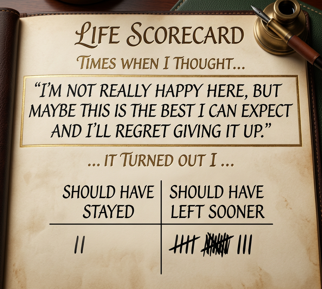 Of course, "Number of times I've gotten to make a decision twice to know for sure how it would have turned out" is still at 0.