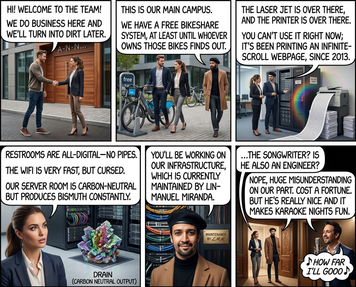 'So we just have a steady flow of metal piling up in our server room? Isn't that a problem?' 'Yeah, you should bring that up at our next bismuth meeting.'