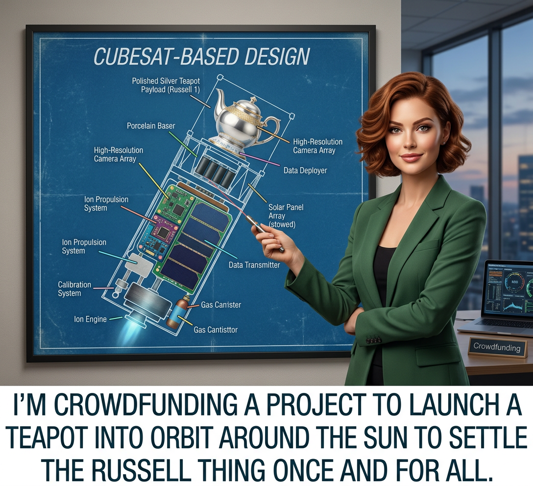 Unfortunately, NASA regulations state that Bertrand Russell-related payloads can only be launched within launch vehicles which do not launch themselves.