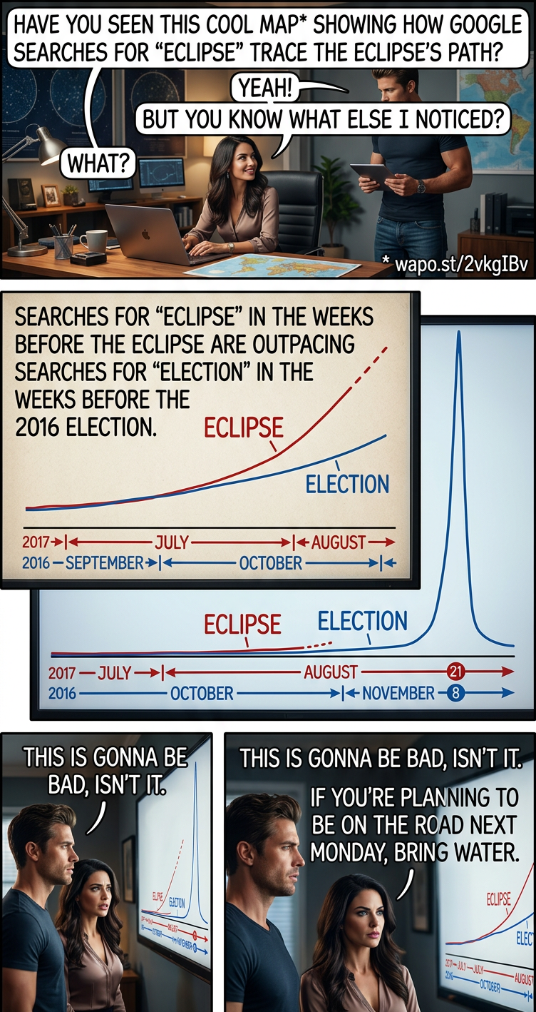 There were traffic jams for the eclipses in 1970 and 1979, and that was *before* we had the potential for overnight viral social media frenzies.