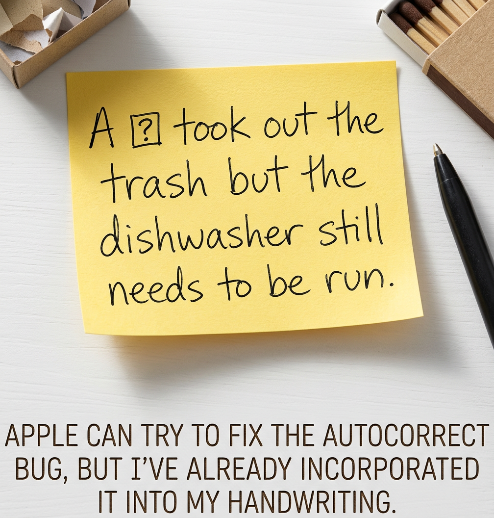 If you want in on the fun, map a key on your keyboard to the sequence U+0041 U+0020 U+FFFD (or U+0021 U+0020 U+FFFD for the exclamation point version), and then no update can never take this away from you.