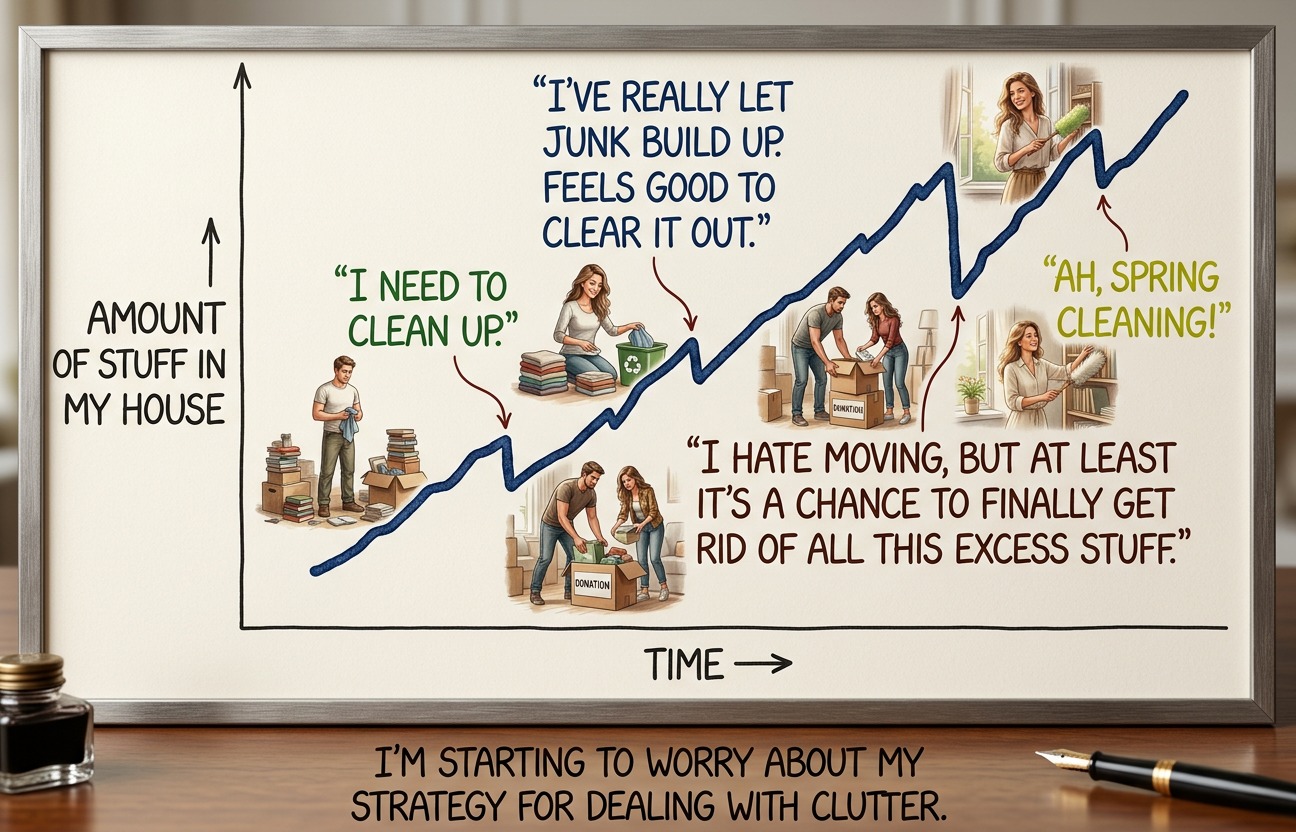 I found a copy of The Life-Changing Magic of Tidying Up, but the idea of reading it didn't spark joy, so I gave it away.