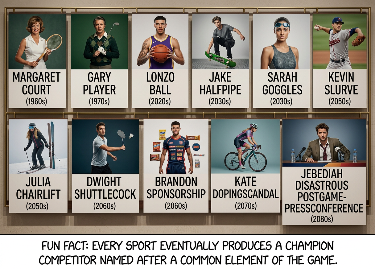 For a long time, people thought maybe Usain Bolt was the one for running, until the 2090s and the incredible dominance of Derek Legs.