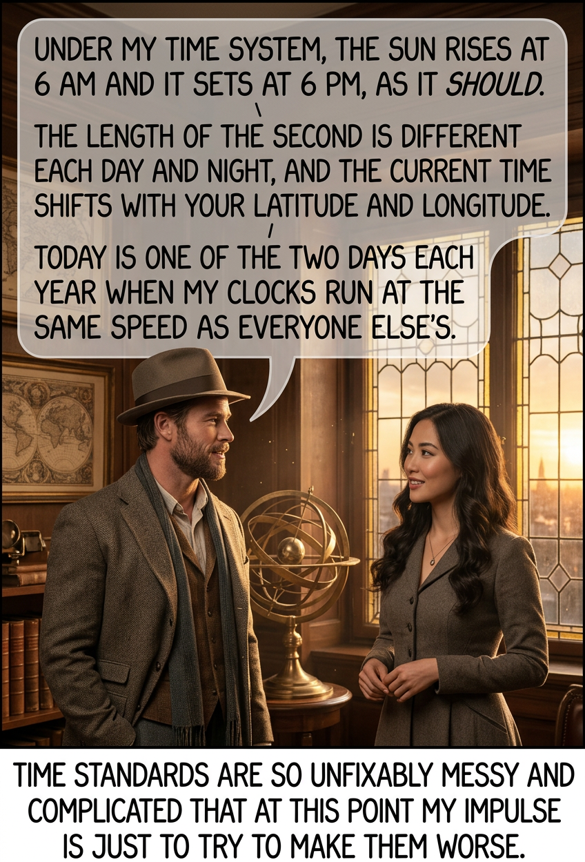 You know how Einstein figured out that the speed of light was constant, and everything else had to change for consistency? My theory is like his, except not smart or good.