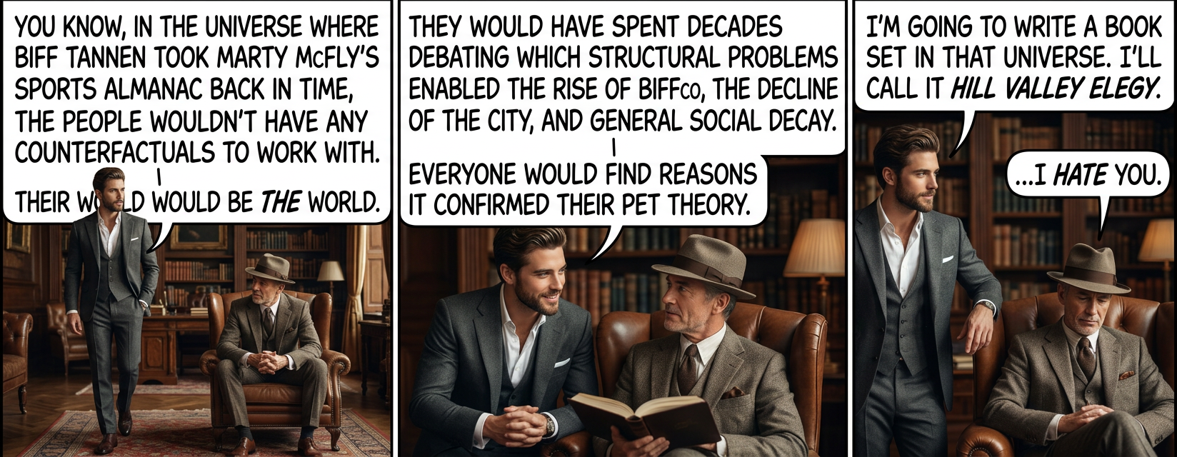 I can't help myself; now I want to read a bunch of thinkpieces from newspapers in Biff's 1985 arguing over whether the growth of the region into a corporate dystopia was inevitable.