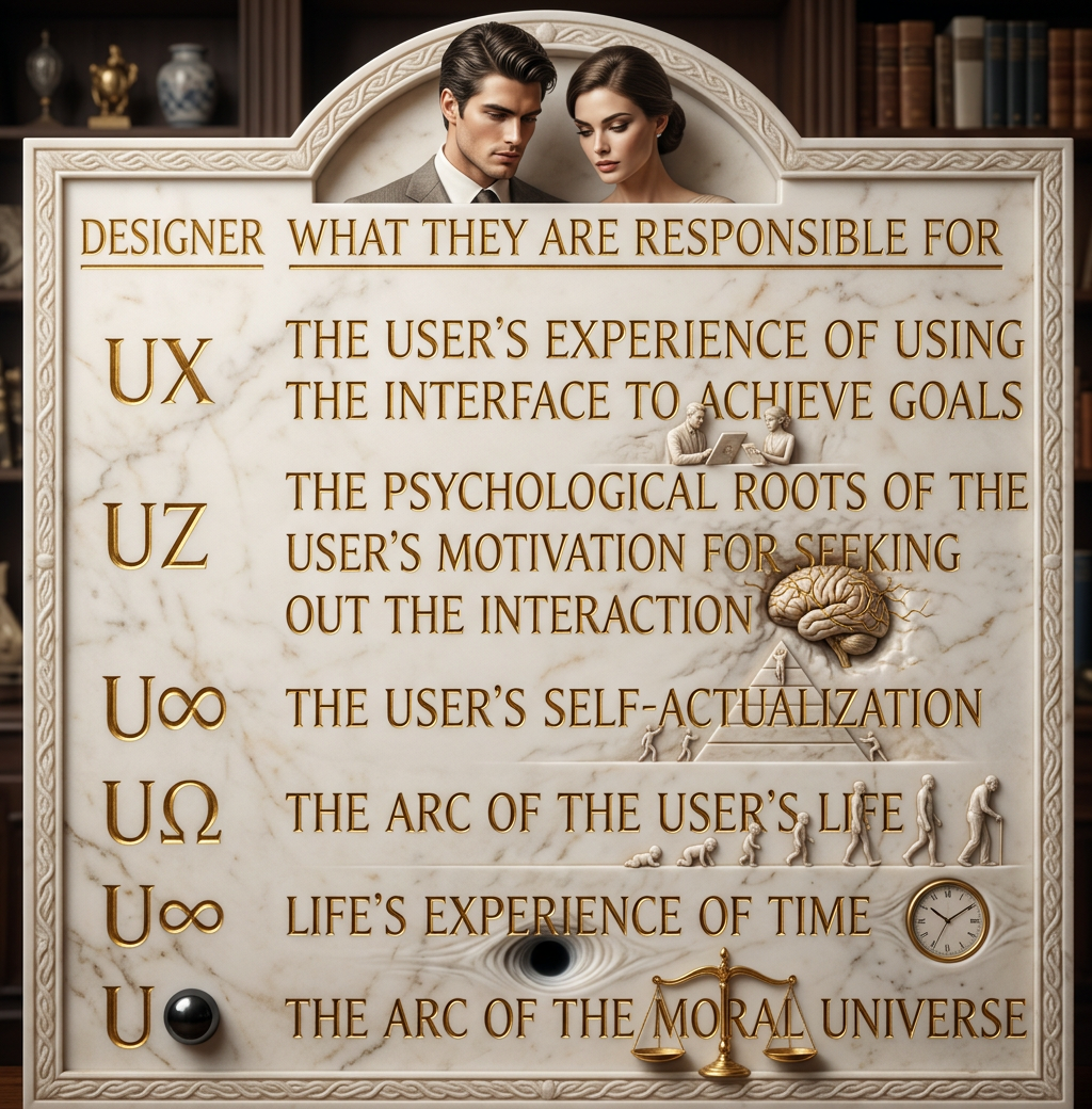 U[unprintable glyph]: The elements a higher power uses to bend that moral arc. U[even more unprintable glyph]: The higher power's overall experience bending that moral arc.