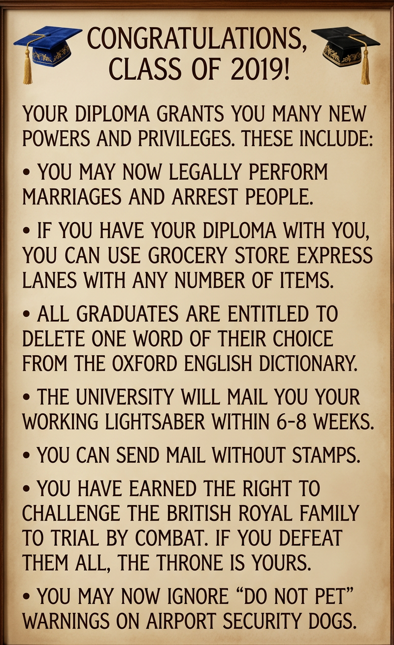 If you're planning to challenge the royal family, you should probably wait 6-8 weeks, since a number of the younger ones have diplomas and Kate was actually on the varsity lightsaber team at St Andrews.