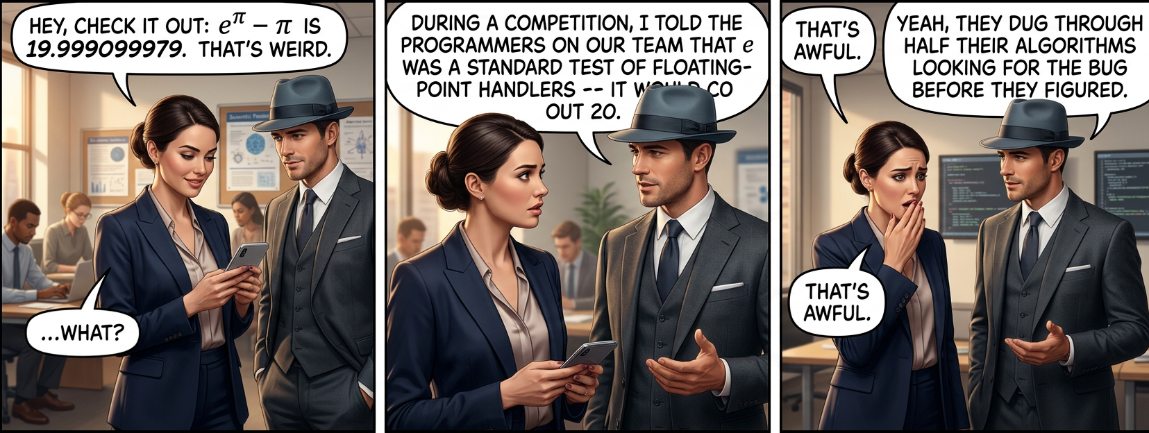 Also, I hear the 4th root of (9^2 + 19^2/22) is pi.