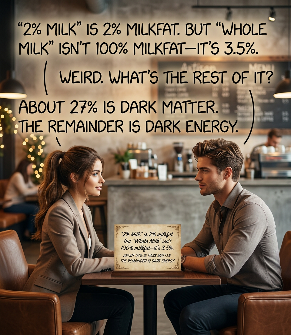 "So what's dark energy?" "Cosmologists and the FDA are both trying very hard to find out."