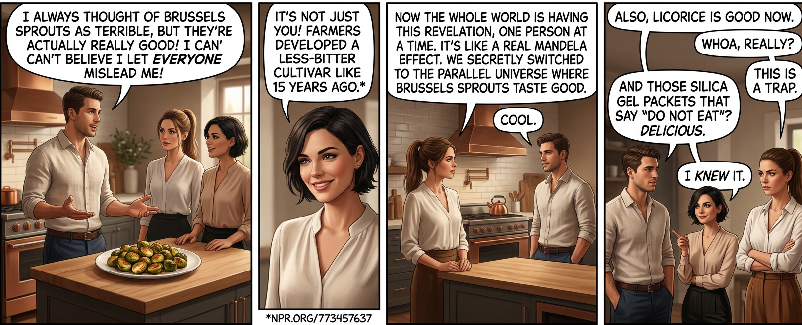 I love Brussels Sprouts Mandela Effect; I saw them open for Correct Horse Battery Staple.