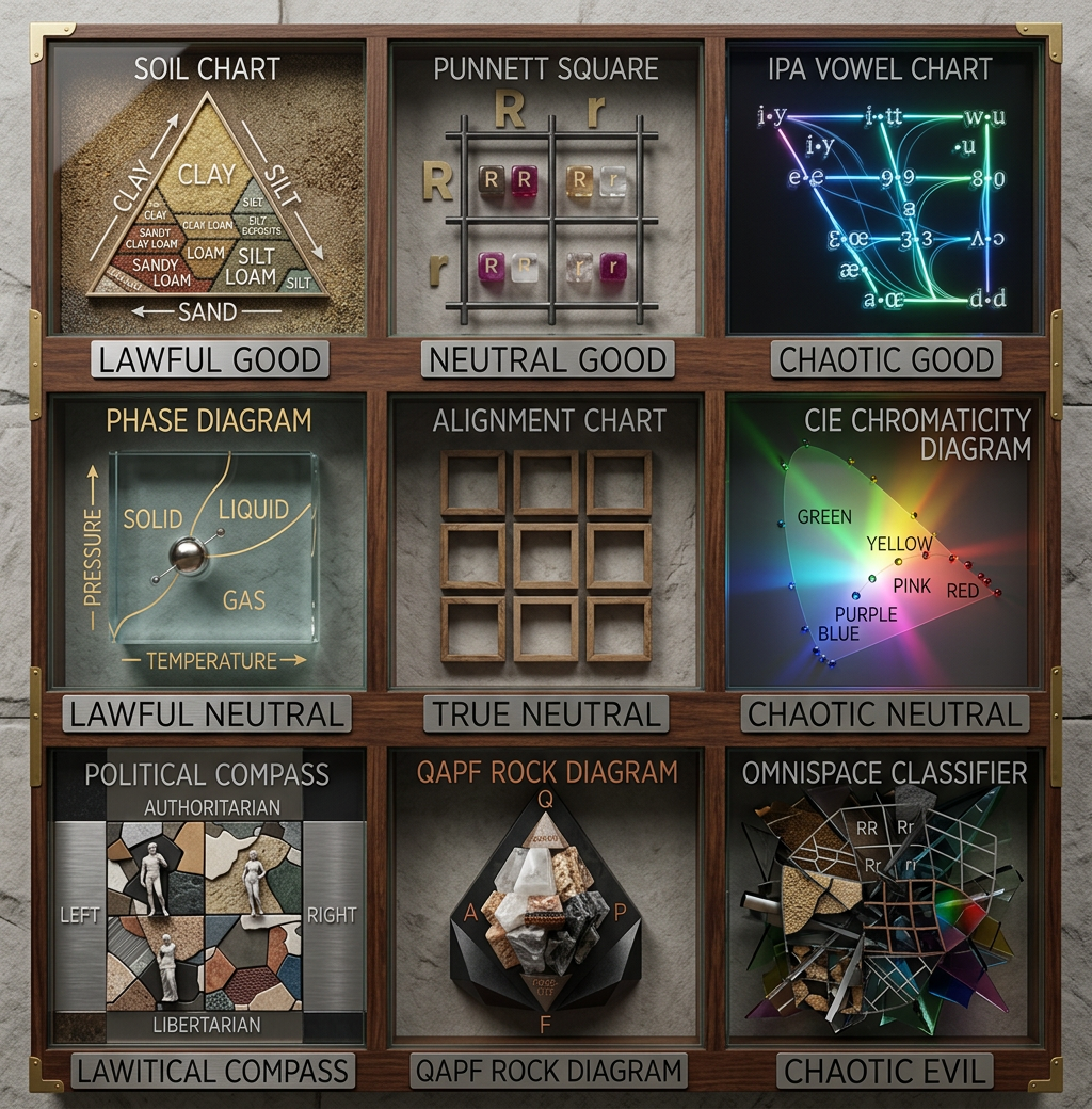 I would describe my personal alignment as "lawful heterozygous silty liquid."