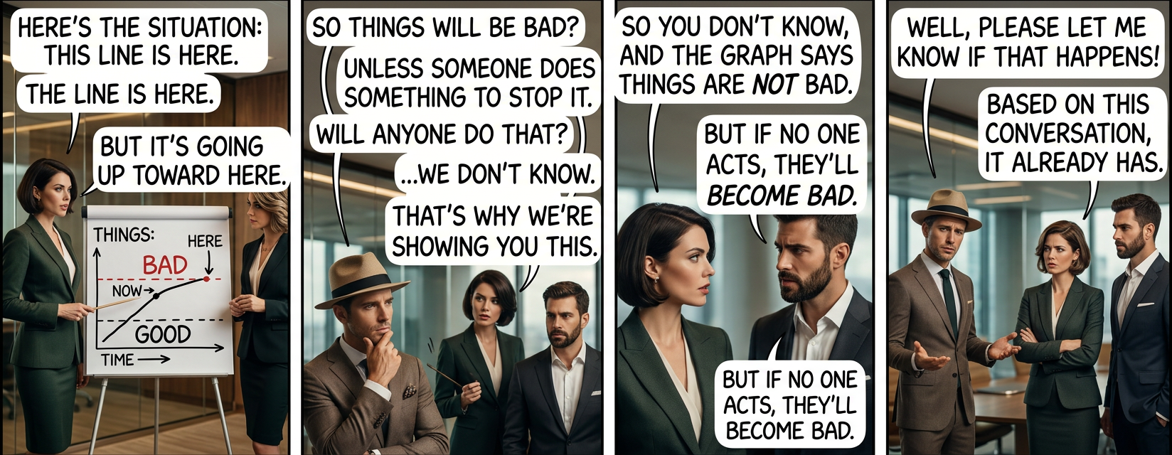 "I actually came in in the middle so I don't know which topic we're briefing on; the same slides work for like half of them."