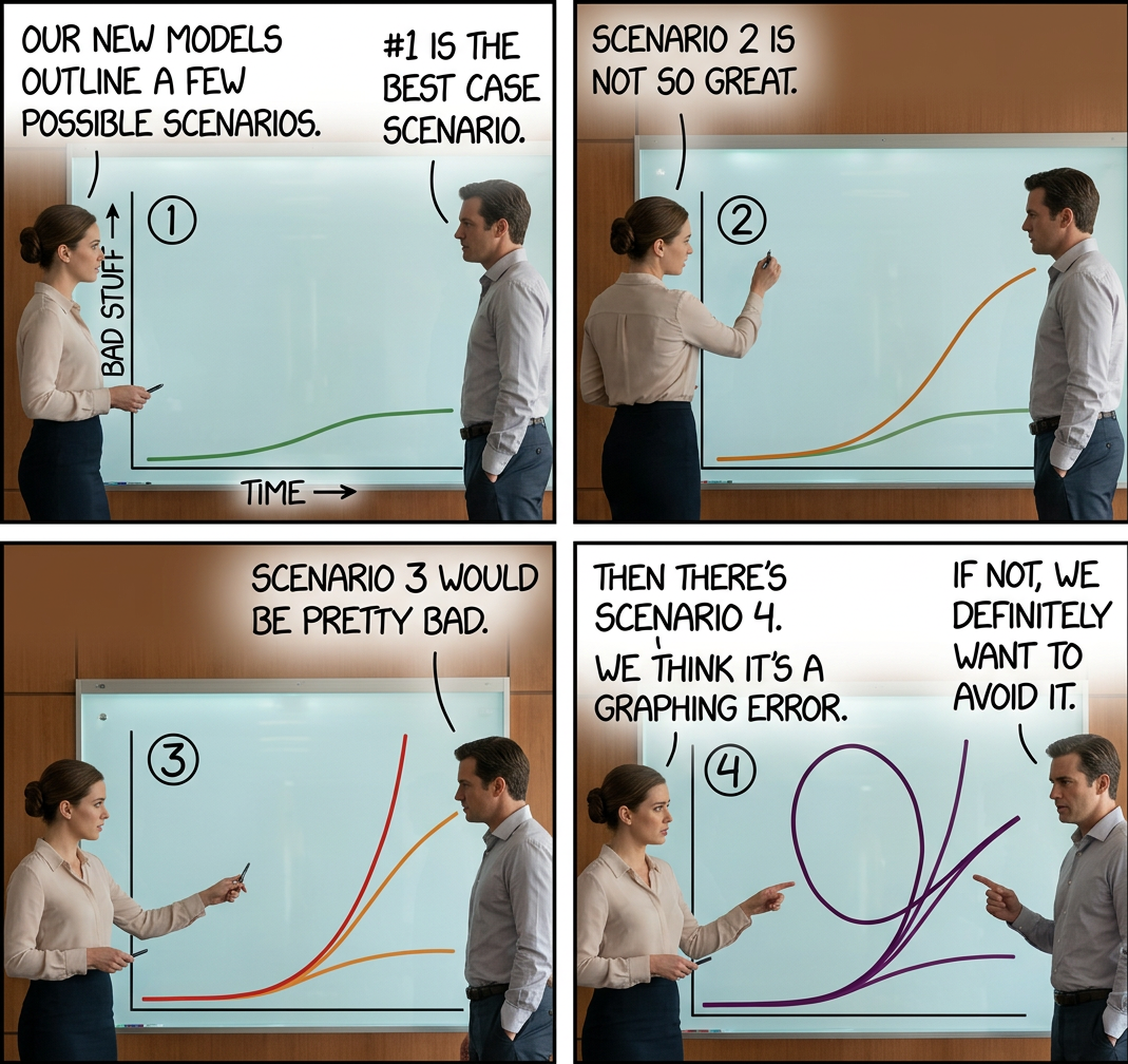 Remember, models aren't for telling you facts, they're for exploring dynamics. This model apparently explores time travel.