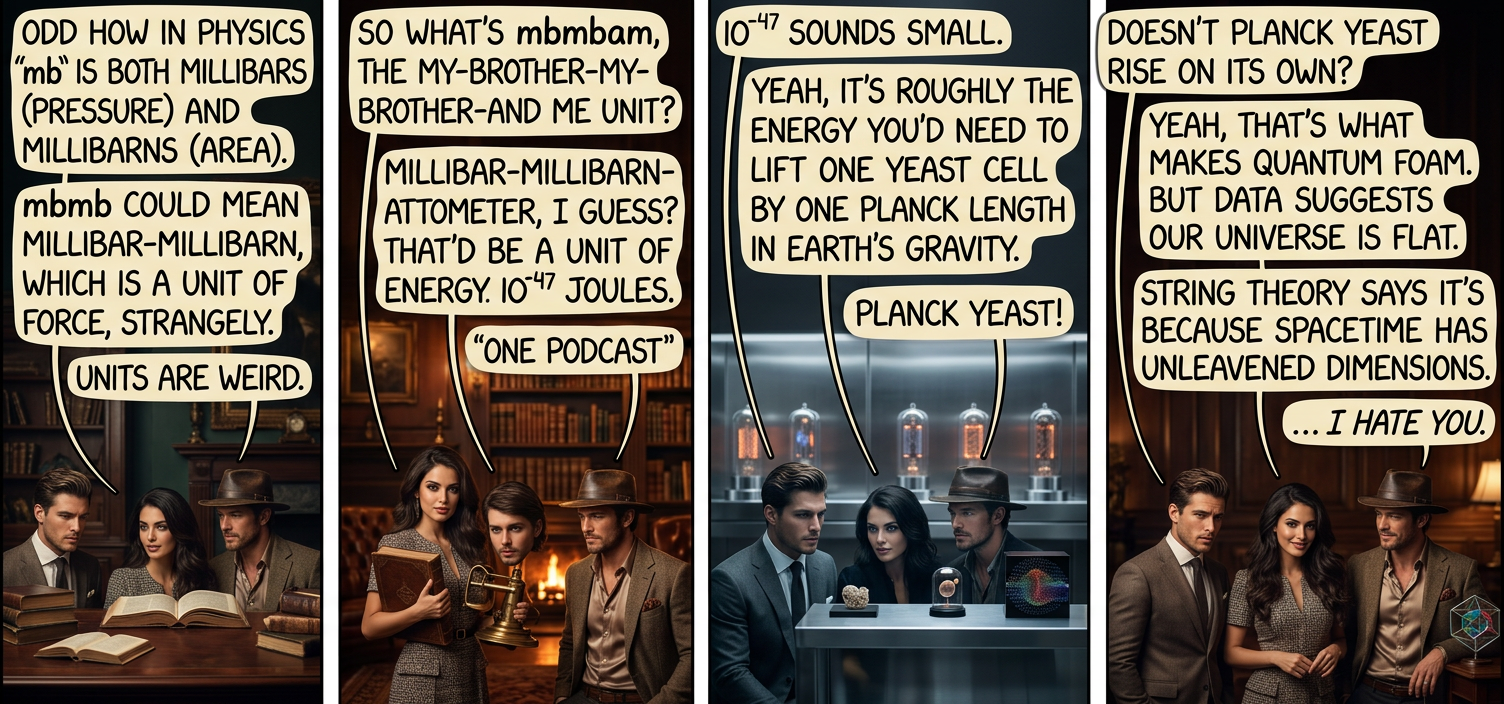 Hello and welcome to Millibar Millibarn Attometer, an advice show for the Planck era.