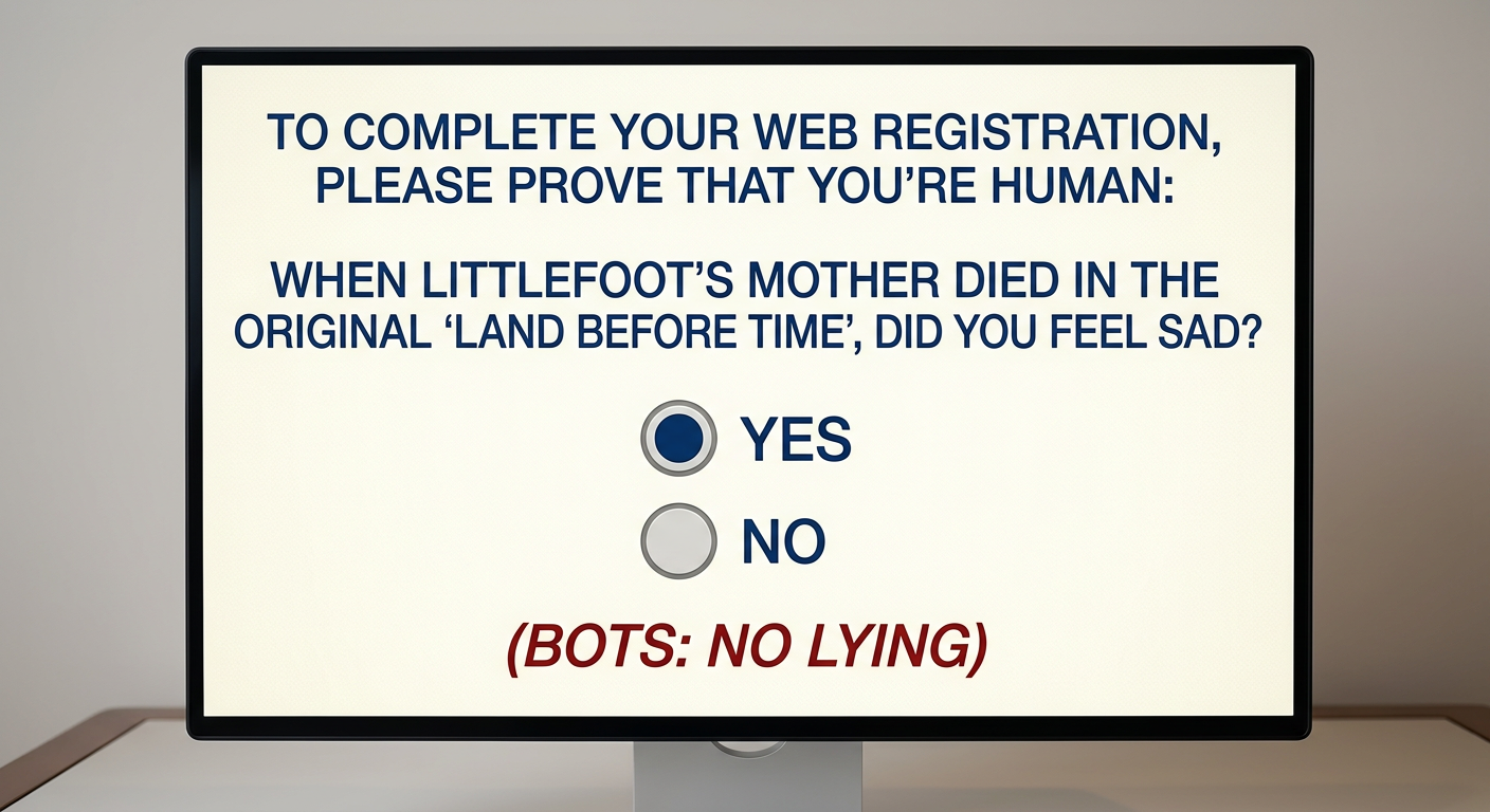 They'd use that Futurama episode with Fry's dog, but even spambots cry at that.