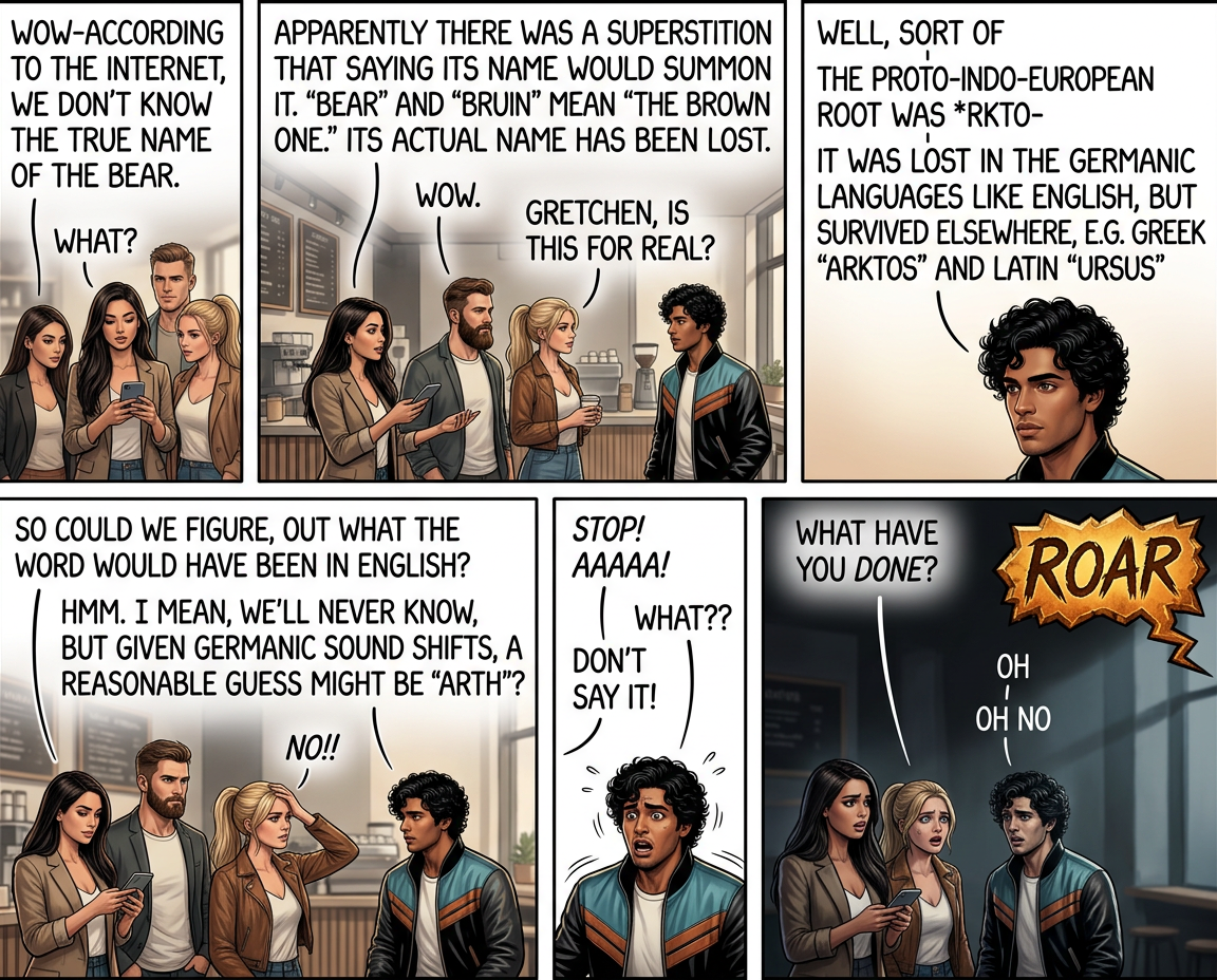 Thank you to Gretchen McCulloch for fielding this question, and sorry that as a result the world's foremost internet linguist has been devoured by the brown one. She will be missed.