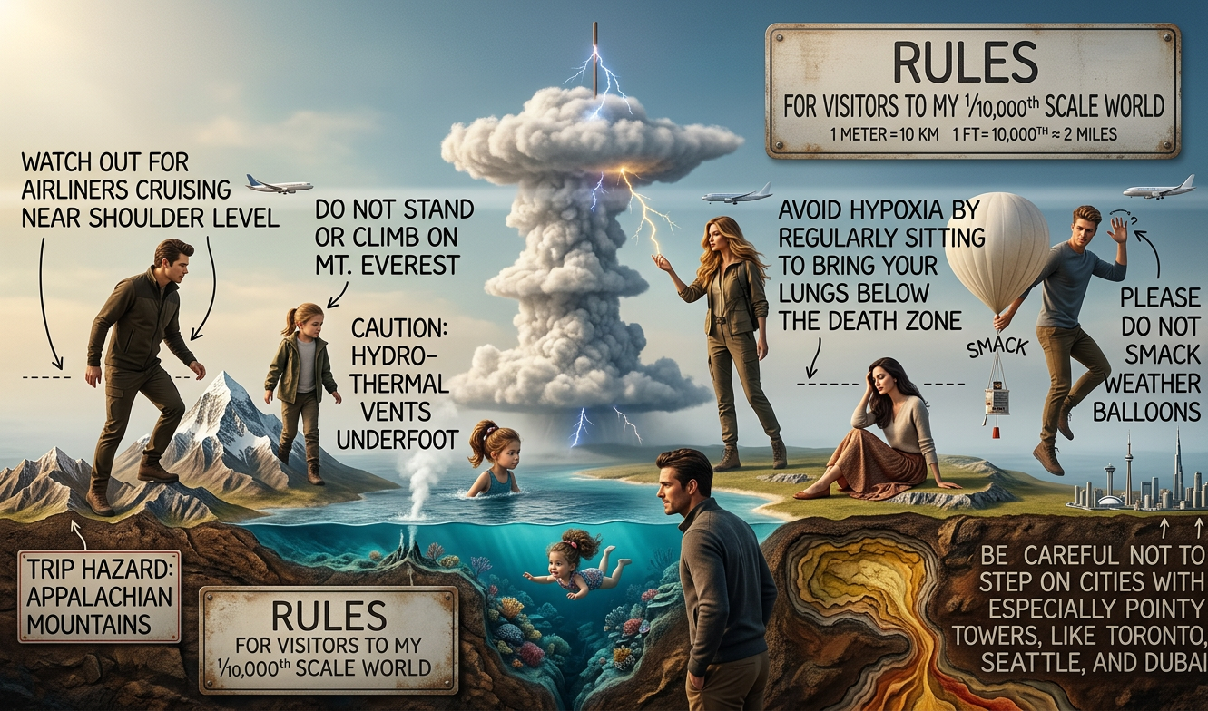 OCEAN PLAY AREA RULES: No running, no horseplay, no megatsunamis, and no trying to pry the wreck of the Titanic off the bottom.