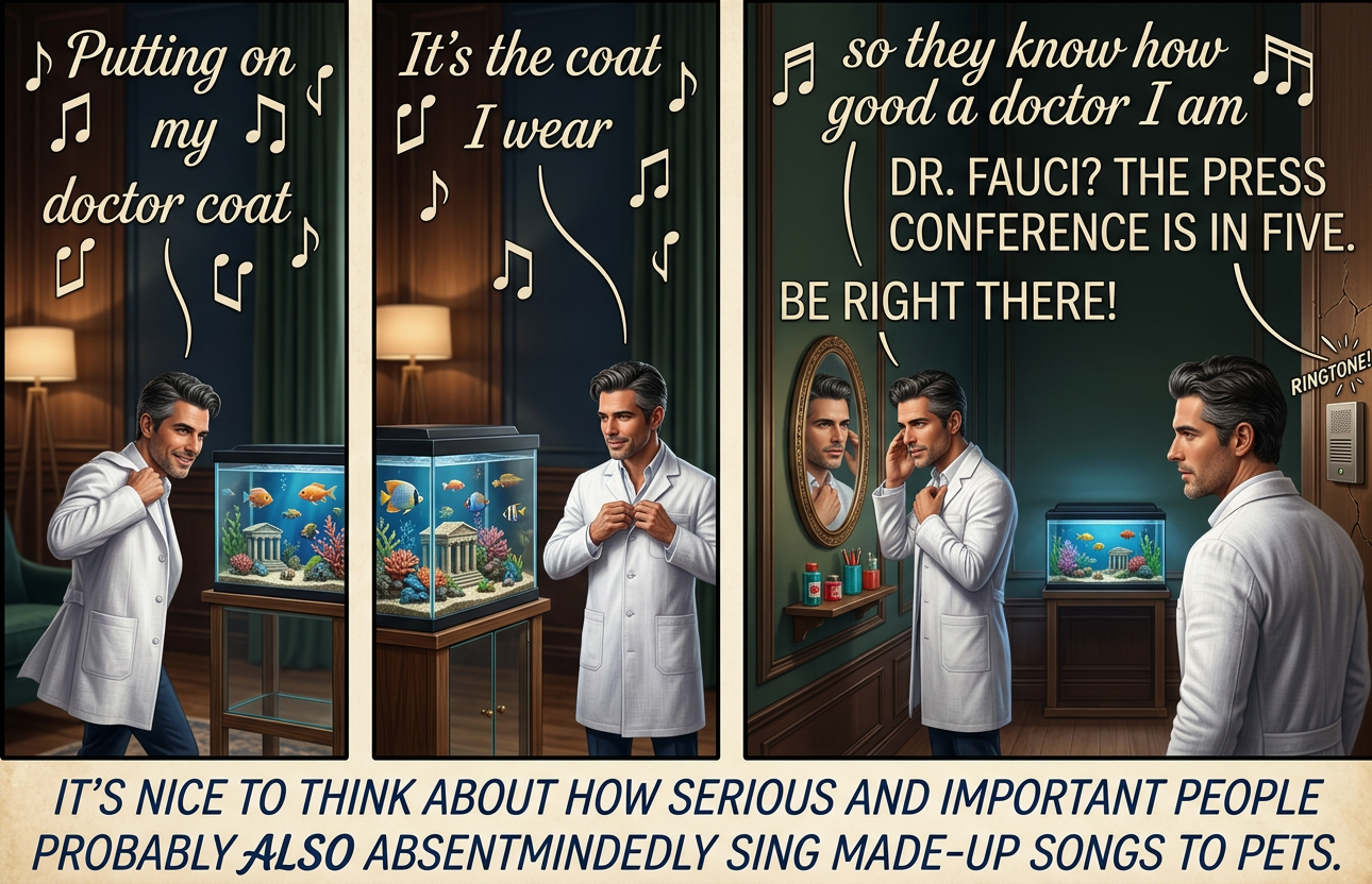 Dr. Fauci is not permitted to have a cat, because as director of the National Institute of Allergy and Infectious Diseases, his petting one would be considered giving aid and comfort to an allergen.