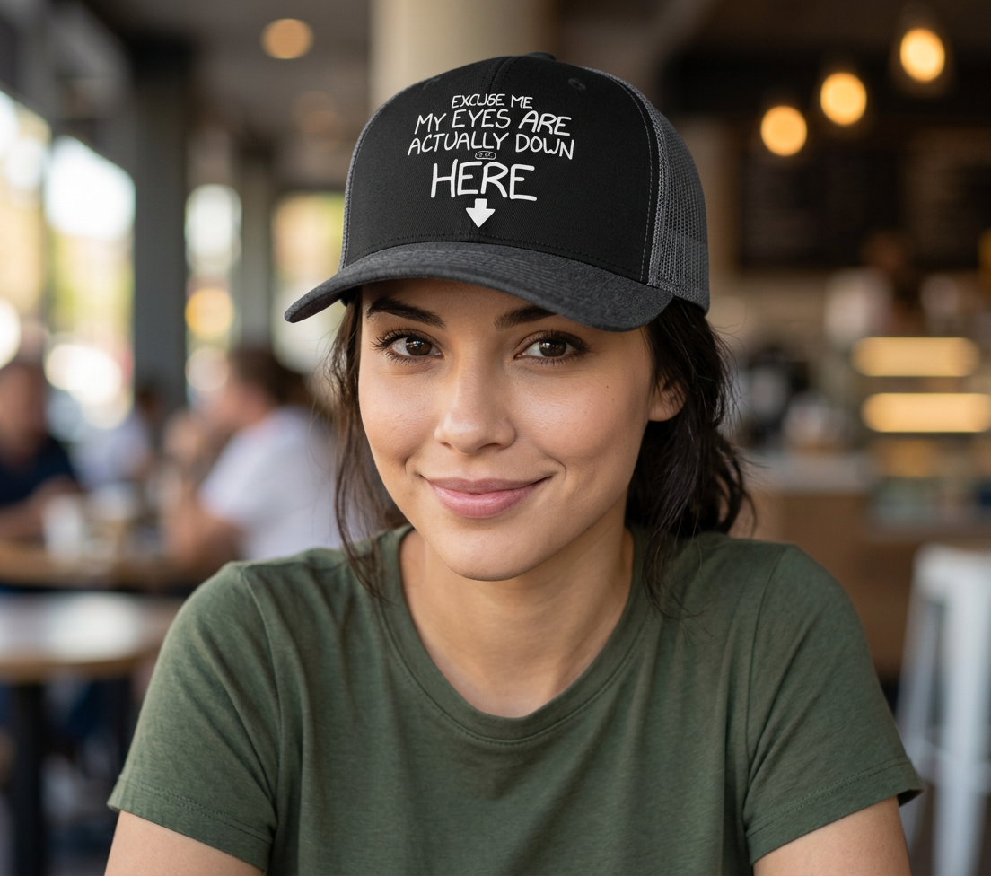 Plus a shirt that says "it feels like you're making eye contact."