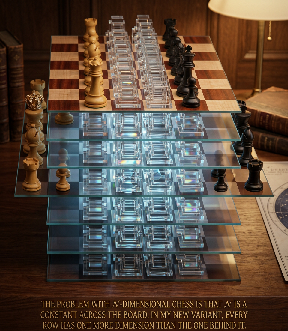 In Dimensional Chess, every move is annotated '?!'.