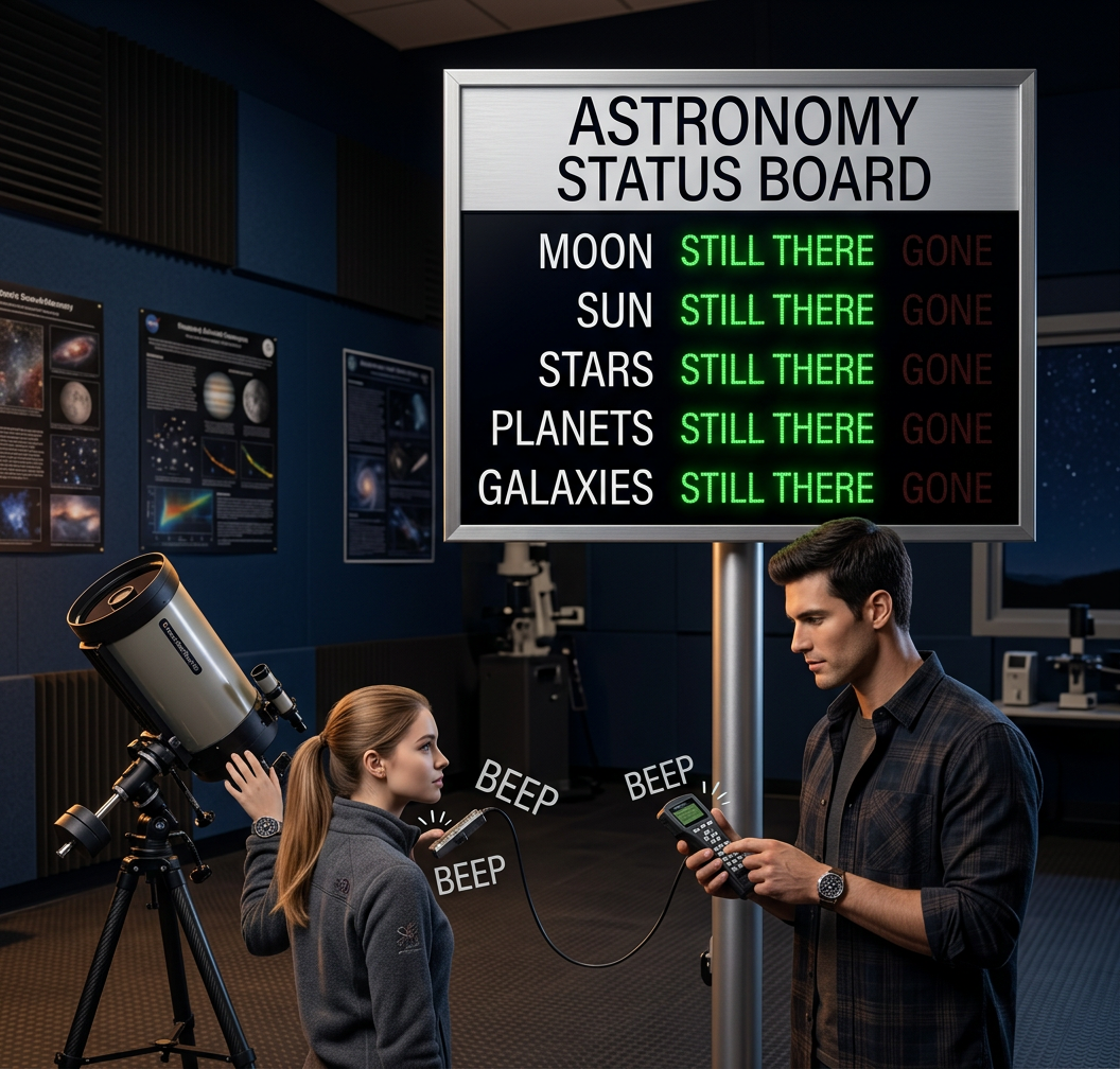 Junior astronomers hate getting put on board update duty, but someone's gotta make sure that stuff is still up there.